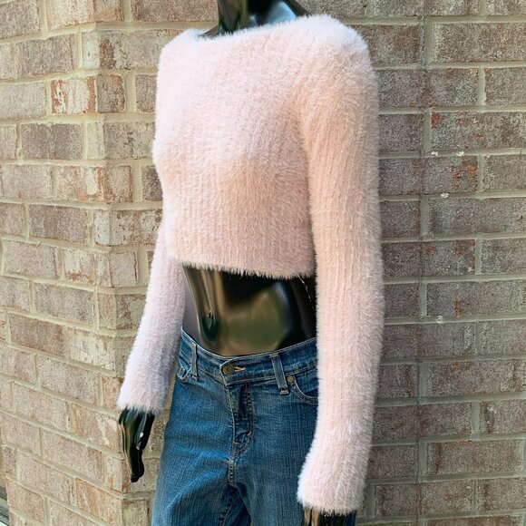 HYFVE Eyelash Cropped Long Sleeve Boatneck Sweater Sz XS - Picture 4 of 12